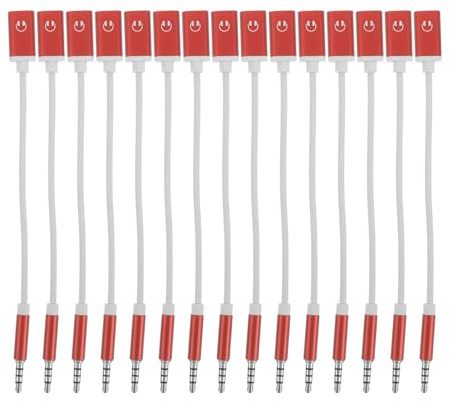 HIAKDOFT Lot de 15 Adaptateurs Audio USB-C Femelles pour Casque Stéréo Connecteur Jack Stéréo Mâle vers Femelle Connecteur Jack Audio pour Casque Rouge