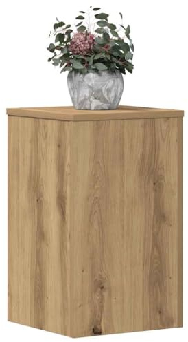 Mokuyary Plant Stands 2 Units Wood Artisian Oak 30 x 30 x 50 cm High Resistance Hollow Shelf That Can Be Filled with Sand and Gravel for Flower, Pot, House Plant