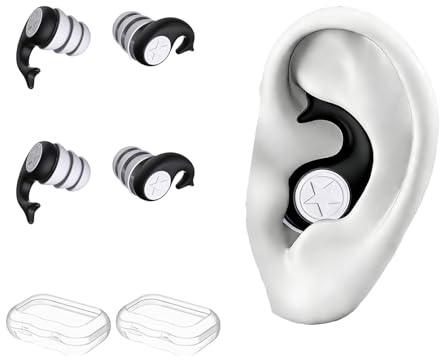 2 Pairs Waterproof Swimming Ear Plugs for Adults – Reusable Silicone Earplugs for Surfing, Diving, Pool & Shower – Keep Water Out, Prevent Swimmer’s Ear