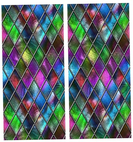Película de privacidad para ventana de 39.0 x 18.0 in, estática para ventana, película de privacidad, vidrieras, color morado, azul, no adhesiva, estática para puerta de cristal, baño, cubierta del