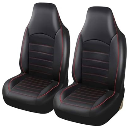 Autositz Schonbezug Sets für Skoda Karoq 2018-2025, Auto-Sitzbezüge Vordersitze 2Pcs Autositzbezüge Leder Atmungsaktiv Verschleißfest Bequem,D/Red