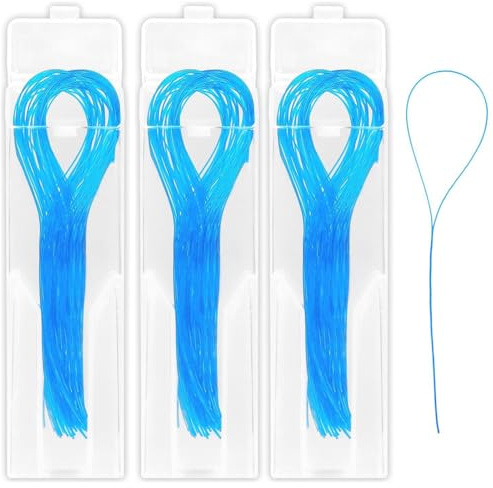 MLRUQRX 3 Confezioni Da 150 Pezzi Di Filo Interdentale, Infila Filo Blu Da 15Cm Per Apparecchi Ortodontici E Ponti, Pulizia Profonda