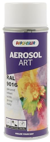 DUPLI-COLOR AEROSOL ART RAL 9016 Verkehrsweiß glänzend 400 ml - Sprühfarbe | Hochwertige Acrylqualität mit sehr guter Deckkraft, staubtrocken nach 10 Minuten - haftet auf Holz, Metall, Glas & Kunststoff