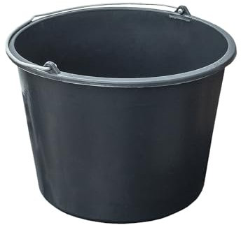 Secchio Recipiente Universale in Plastica, con Manico in Metallo per Trasporto, Diametro 38 x H28 cm, Capienza 20 Litri e Scala di Misurazione Interna