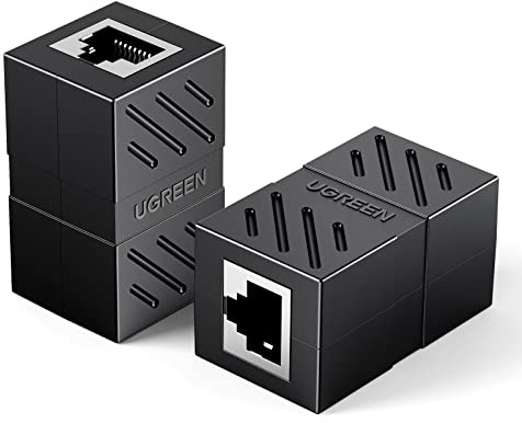 UGREEN RJ45 Coupler 2 Pack, Ethernet Extender 1000Mbps in Line Coupler Cat7 Cat6 Cat5e Cable Connector Ethernet Adapter Female to Female Black