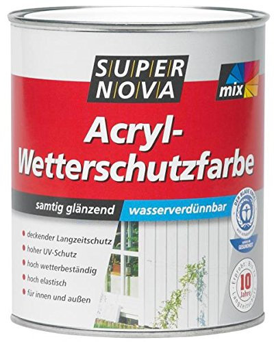 SUPER NOVA AcrylWetterschutzfarbe, Moosgrün samtig gläzend für innen und außen , 2,5 Liter