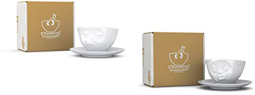 Fiftyeight TV Tassen Kaffee Tasse Weiss mit Untertasse 2-er Set : Och Bitte und Verpennt