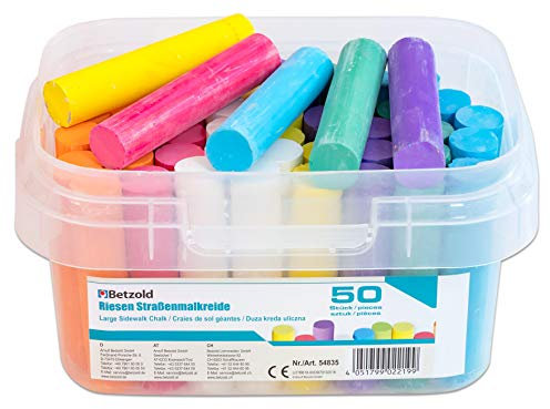 Betzold Straßenmalkreide - inkl. Eimer mit Tragegriff mehrfarbige Straßen-Kreide Kinder