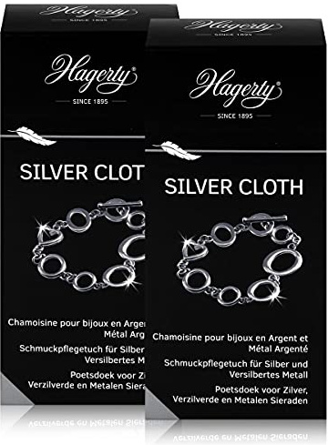 Hagerty Silver Cloth Lot de 2 chiffons de nettoyage pour bijoux en argent 36 x 30 cm