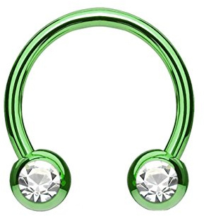 beyoutifulthings Hufeisen-Ring 2 ZIRKONIA Universal-Piercing Brust Nippel Nase Septum Ohr Helix Cartilage Edelstahl Bunt 1,2/1,6mm 10/12mm