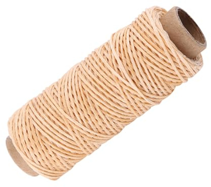 1 Rolle 50 Meter 150D Wachsfaden Lederwachsfaden Cord Nähschnur für Leder Hand Nähen Handwerk 1 mm im Durchmesser (Beige)