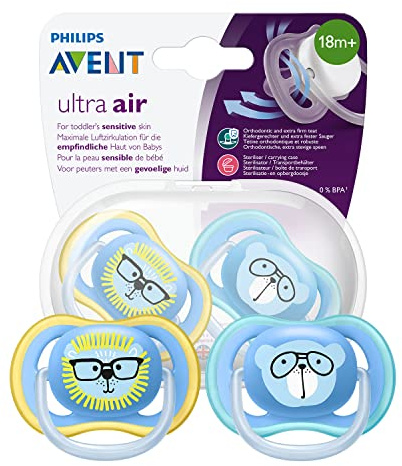 Philips Avent SCF349/14 2 Succhietti Ultra-Air, 18 Mesi +, Maschio, Blu