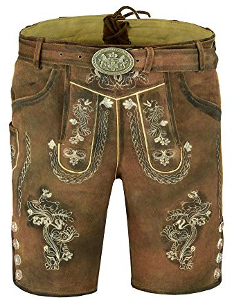 speed4allkinds Herren Trachtenlederhose Antik Inkl.Trachtengürtel in DREI Farben Größe 46 bis 60