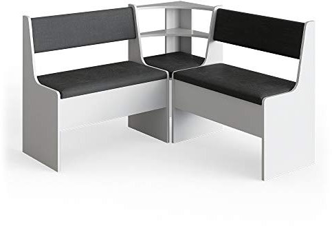 Vicco Eckbankgruppe Roman, Bank für die Essecke, Weiß/Anthrazit, 120 x 120 cm Ohne Tisch