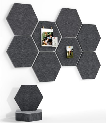 Uoisaiko Stor filt hexagon anslagstavla med 30 tryckstift, paket med 8 anslagstavlor för hemmakontor kök, filtväggplattor för foton anteckningar