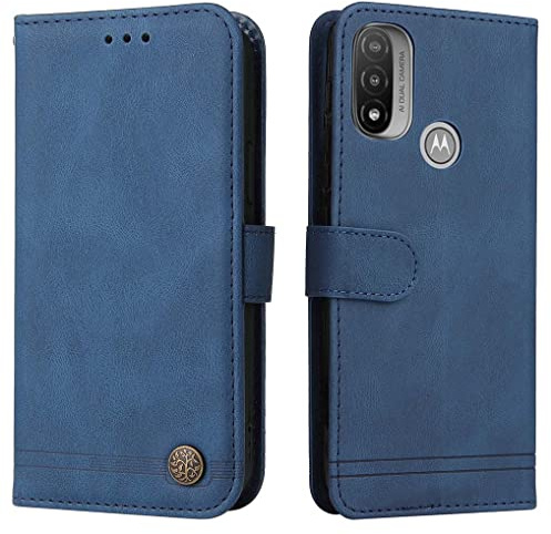 SEAHAI Cuero Funda para Motorola Moto E20/Moto E30/Moto E40 Billetera Estuche, Carcasa con Tarjetero/Cierre Magnético/Suporte/Bloqueo RFID, Ultradelgado Cartera Flip Cover Case - Azul