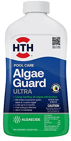 HTH 67089 Swimming Pool Care Algae Guard Ultra, Swimming Pool Chemical, Long Lasting Formula, 32 fl oz
