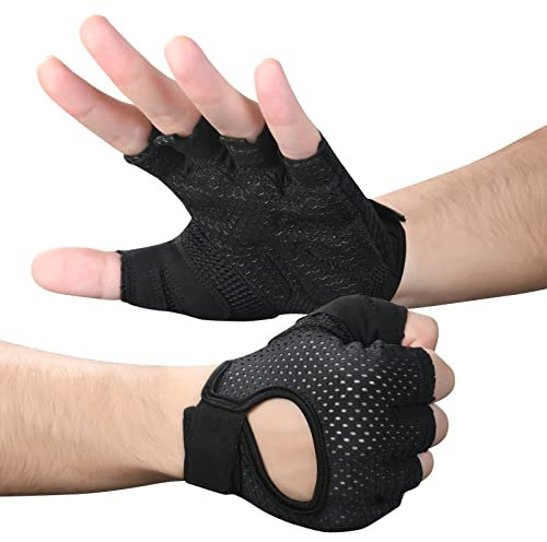 flintronic Fitness Handschuhe, Atmungsaktive Trainingshandschuhe mit Mikrofasergewebe, Rutschfester Silikon Gym Gloves Gewichtheben, Sporthandschuhe für Damen Herren