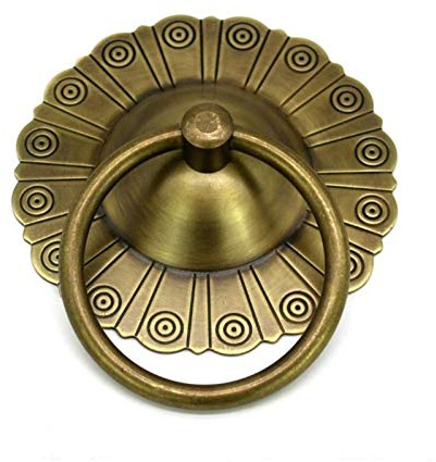 Llamador De Puerta Archaize Estilo de Timbre de Cobre Puro Golpeador de Puerta de Bronce Tirador Antiguo Decorativo (Color : Black)