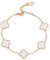 GAUEIOUR White Titanium Steel Bracelet, Simple Design Style, Delicate Four Leaf Clover Lucky Jewelry for Girls and Women (White),Rose Gold,White,15cm+6cm