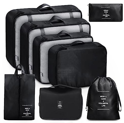 MURISE 8 Teilige/6 Teilige Packing Cubes, Kleidertaschen, Koffer Organizer für Urlaub und Reisen, Packwürfel Set Reise Würfel, Ordnungssystem für Koffer