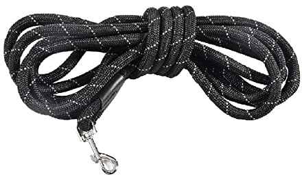 Bobby Walk 3 M - Lunghina hund 3 meter/tjocklek 1,2 CM, Rörformigt hundkoppel Tubular Nylon, Svart