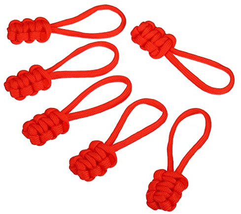 PATIKIL Zipper Pulls Replacement, 6 Pack Extension Cord Handle Fix Pull Tab Extender Fixer Slider Head Repair Kit for Luggage Backpack Jacket, Red