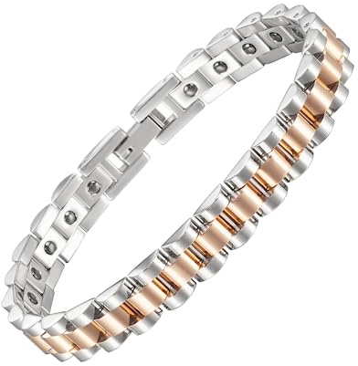 YUNCHUANG magnetiskt armband dam magnetiskt armband i rostfritt stål, 21 centimeter, Titan