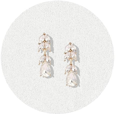 Clear Rhinestone Teardrop Dangle Earrings Sparkle Crystal Bridal Earrings for Brides Bridesmaides Earrings for Women Wedding Pageant Prom