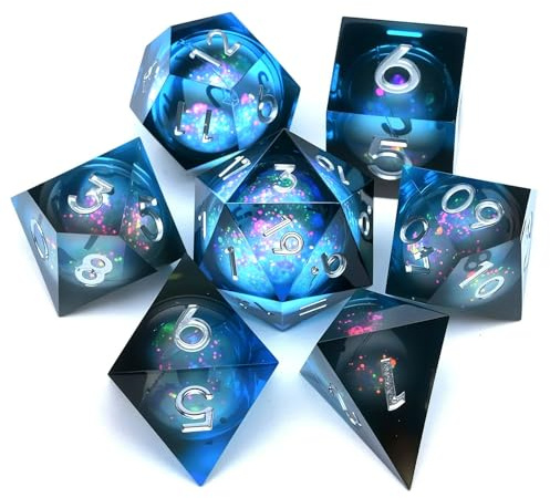 Dungeons and Dragons Liquid Core tärningsset D&D, Polyhedron DND tärningsset i harts, används för rollspel Magic Pathfinder Game DND tärningsset (7 delar)