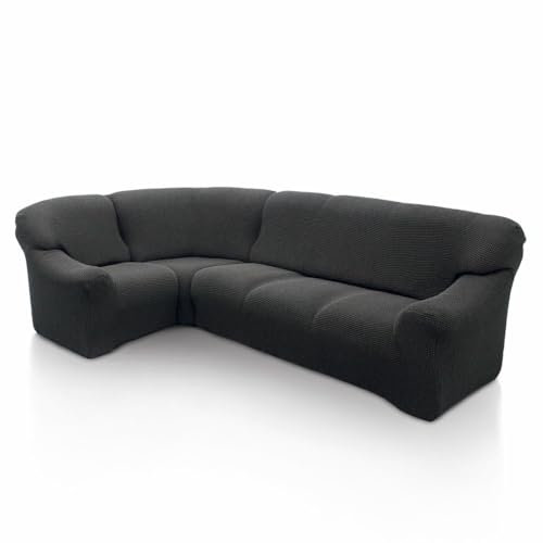 SOFASKINS super elastischer ecksofa überzug, waschbar, hochwertig, atmungsaktiv, bequem und langlebig, Sofa überzug, Einfach anzubringen, Maße (340-540 cm), Farbe Dunkelgrau