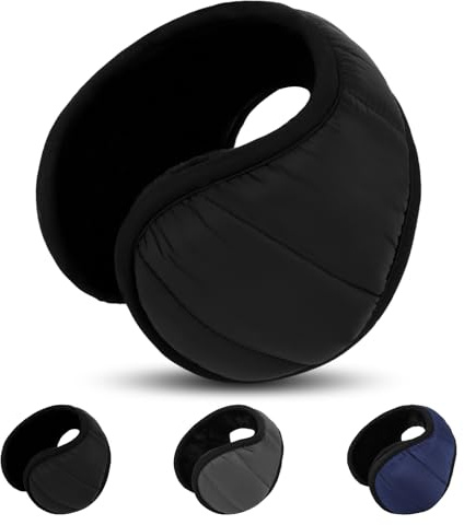 Fadcaer Winter Ear Muffs for Men and Women Foldable Thick Windproof Ear Warmers Winter Fleece EarMuffs Behind Head Style for Indoor Outdoor Cycling Running Skiing Activities Hiking (black)