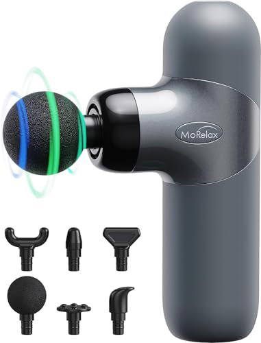 Massagepistole Mini, Massage Gun, Massage Pistole, Muskelmassagepistole, Tiefengewebe Massagegerät, Tragbares Elektrisches Handmassagegerät, mit 6 Massageköpfen, 4 Geschwindigkeiten