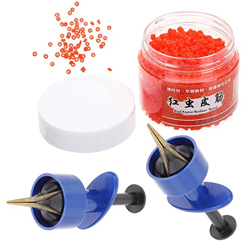 SUPVOX Clips De vers De Terre Portables Kit Leurre De Pêche avec 2 Pinces D’Appâts Et Boîte De Bandes Rouges Environ 3000 Pièces pour Asticots vers Rouges Et De Terre