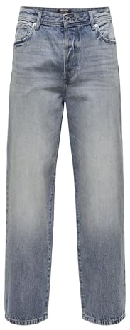Only & Sons Jean à Coupe Ample ONSFADE Taille Moyenne Loose Fit Jeans Special Blue Grey Denim 32 30 Special Blue Grey Denim (US) 32 / L30