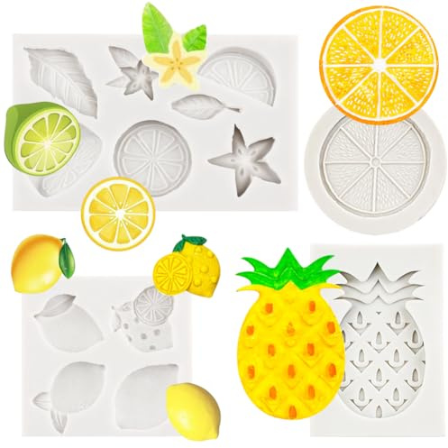 HGSHUO Molde de silicona para fondant, molde de silicona 3D, moldes de silicona para fondant, limones, chocolate, moldes para frutas, manualidades, tartas, dulces, gelatina, decoración de cumpleaños,
