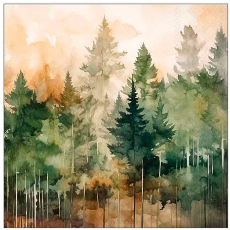 20 servilletas de papel con diseño de bosque de acuarelas, para decoración de mesa, también para decoupage y decoupage y decoupage, 33 x 33 cm