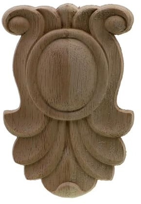 XBHGSY Holz Schnitzerei Ornament Holzgeschnitzte Eckapplikation Mit Blumenmotiv Holzschnitzerei Dekorative Holzfiguren Für Möbel Tür Zuhause Aufkleber 12 Cm X 8 Cm
