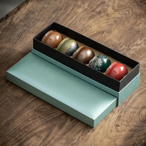 Juego de Tetera 5 unids/Set Tazas de té de Horno de cerámica Gruesa Retro Tazas de té de Kung Fu de Estilo japonés Tazón de té Resistente al Calor Juegos de té portátiles con Tetera