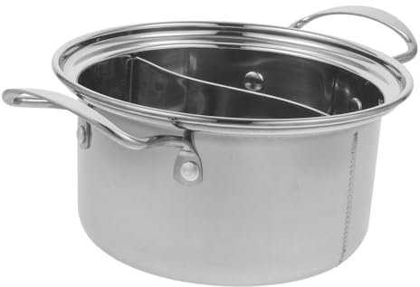 CIYODO Marmite à Fondue 1 Personne Inox 18/10, Casserole à Soupe Double Compartiment, Résistante à La Chaleur, Cuisine Et Repas Individuels, Marmite Compacte Sans Revêtement, Pour Cuisson Rapide
