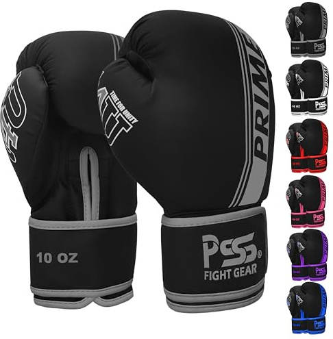 PSS Boxningshandskar för barn/ungdomsträning sparring, kickboxning, Muay Thai, MMA, tung boxningssäck vantar fokuskuddar träning hållbart PU-läder, skum stoppning 4 6 8 284 g (cool grå, 113 ml)