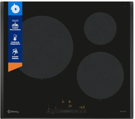 Balay, Placa de Inducción, 60 cm De ancho, 3 Zonas, 11 Niveles, Zona de 28 cm, Negra, 3EB965LH