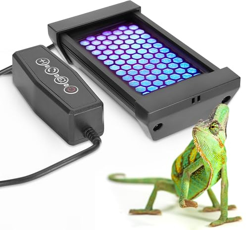 ECKPO Dimmable LED Reptile UVB Lamp, 8000 Hours UVB Duration for Much Longer Lifespan, Adjustable 4/8/12-Hour Cycles, Suitable for Tortoise and Gecko, 4W, S Size