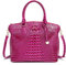NICOLE & DORIS Sac à Main Femme Crocodile Sac Bandoulière Cuir Verni Sac Fourre Tout Mode Sac D'épaule Elégante Sac Rétro pour Le Travail Shopping Voyage Fuchsia