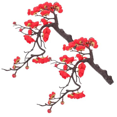 ANDRESLAD 2piezas Ramas Ciruelo Artificial De Ciruelo Falsa Decoración Mano Ramitas Artificiales Flores