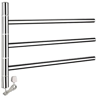 QRXALISA Scaldasalviette rotanti Scaldasalviette Elettrico a Parete Scaldasalviette Elettrico a 3 Barre Rotonde Scaldasalviette Elettrico Intelligente Scaldasalviette in Acciaio Inox Scalda