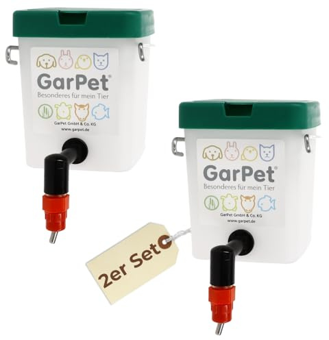 2er Set Nippeltränke 500 ml Wassertränke Hühnertränke Kükentränke Trinkflasche Kaninchen Hamster Wasserspender Hasentränke Geflügeltränke