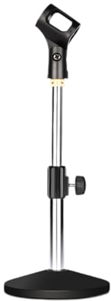 Verstellbarer Schreibtisch-Mikrofonständer, professionelle Mikrofonstütze mit Disc-Basis, robust und leicht, verstellbare Höhe (27–38 cm), einfach zu bedienen für Live-Meetings, Studio und