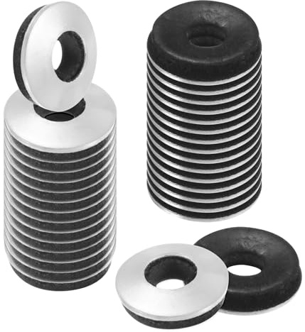 M METERXITY 100 Unidades De Arandelas De Goma De Sellado EPDM Con Acero Inoxidable 304#8 x 3/8 OD Arandelas De Neopreno Para Tornillos/Tuercas/Maquinaria/Barcos/Techos