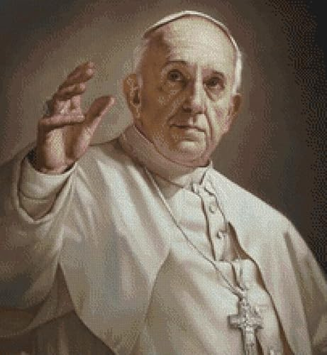 Generico Papa Francesco da RICAMARE A Punto Croce, 38x40CM, con Tela Aida, MATASSINE Mouline E Schema A Colori.